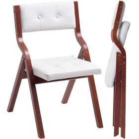 Wooden Folding Chairs with Padded Cushion and Wooden Frame White Set of 2