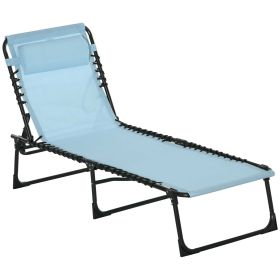 Outsunny Folding Chaise Lounge Chair, 4-Position Reclining, Breathable Mesh Seat, Outdoor Sun Tanning Chair for Beach, Yard, Patio, Blue
