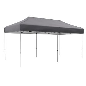 Outsunny 9.6' x 19.2' Easy Up Canopy Tent, Adjustable Height, Wheeled Carry Bag, Gray