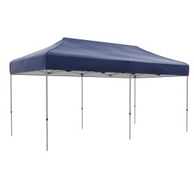 Outsunny 10' x 20' Easy Up Canopy Tent, Dark Blue, Adjustable Height, with Wheeled Carry Bag for Outdoor Events