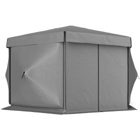 Outsunny 12' x 12' Hexagonal Pop Up Gazebo Canopy Tent with 5 Sidewalls, Outdoor Canopy Shelter with Carry Bag, Dark Gray