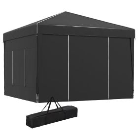 Outsunny 10'x10' Pop Up Canopy with 2 Mesh Windows, Reflective Top, Instant Shelter Gazebo with Adjustable Heights, Black