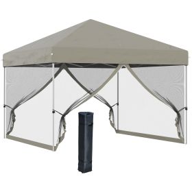 Outsunny 10' x 10' Pop Up Canopy Tent, Tents for Parties with Netting and Wheeled Carry Bag, Height Adjustable, sidewalls