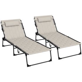 Outsunny Adjustable Reclining Outdoor Patio Chaise Lounge Chairs Set Versatility & Comfort, Khaki