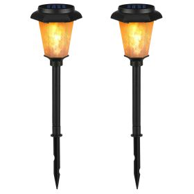 2Pcs Solar Flame Torch Light IP65 Waterproof Flickering Flame Stake Lamp Decorative Landscape Lamp For Garden Path Yard