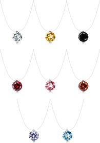 8 PCS Multi Coloured Cubic Zirconia Pendant Solitaire Necklace for Women Fishing Line Nylon Chain Choker Necklace