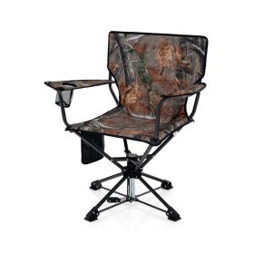 360�� Swivel Portable Foldable Hunting Chair with Storage Pockets