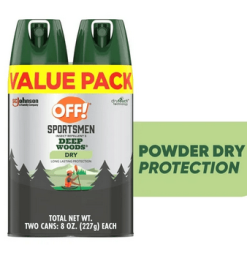 OFF! Sportsmen Deep Woods Dry Insect Repellent V, DEET Mosquito Bug Spray, 4 oz, 2 ct