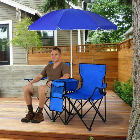 Portable Folding Picnic Double Chair With Removable Umbrella