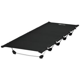 Lightweight Camping Cot, Aluminium Portable Folding Bed w/ Strong Support 331 lbs and Carry Bag for Camping, Black