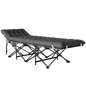 26.8" Wide Folding Bed, Camping Cot for Adults with Mattress, Carry Bag, Max Load 330 LBS, Dark Grey