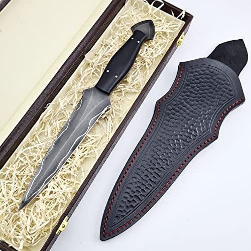 Vetus Dagger Knife with Sheath - Fixed Blade Martial Arts Knife - Dual Edge Blade For Outdoors; Tactical; Survival and EDC Double Egde Knife Vetus Dagger Knife with Sheath - Fixed Blade Martial Arts Knife - Dual Edge Blade For Outdoors; Tactical; Survival and EDC Double Egde Knife