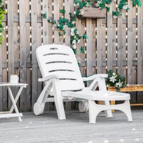 Outdoor Chaise Lounge (Option: White-1030x240x780 mm)