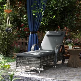Outdoor Chaise Lounge (Option: Mixed Gray, Gray-1190x580x415 mm)