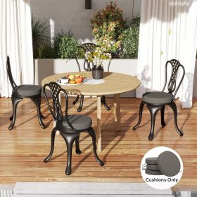 Patio Chair Cushions Set of 4 Round Seat Cushions for Dining Bistro Chairs Machine Washable (Option: Dark Gray-390x390x320 mm)