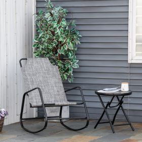 Garden Rocking Chair, Outdoor Indoor Sling Fabric Rocker for Patio, Balcony, Porch, Gray and Brown (Option: Gray and Brown-805x570x125 mm)