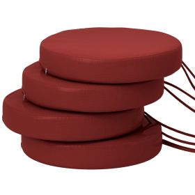 Patio Chair Cushions Set of 4 Round Seat Cushions for Dining Bistro Chairs Machine Washable, 15" x 15" x 3", Wine Red (Option: Wine Red-390x390x320 mm)