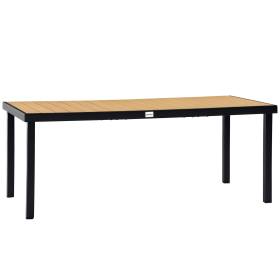 75" x 35" Outdoor Dining Table for 8 People, Rectangular Aluminum Frame Garden Table with All-Weather Faux Wood Top for Garden, Lawn, Patio, Nat (Option: Natural Wood-705x195x975 mm)