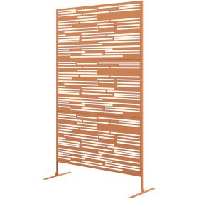 78" H x 48" W Metal Outdoor Privacy Screen, Freestanding Decorative Privacy Fence Screen for Balcony, Brown (Option: Brown/Barcode-1345x695x95 mm)