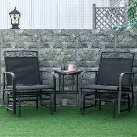 Set of 2 Outdoor Glider Chairs (Option: Black-810x660x340 mm)