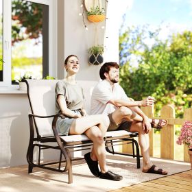 2-Person Outdoor Glider Bench，Patio Glider Loveseat Chair with Powder Coated Frame，2 Seats Porch Rocking Glider for Backyard (Option: Cream-1170x715x185 mm)