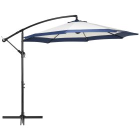 10FT Cantilever Umbrella, Offset Patio Umbrella with Crank and Cross Base for Deck, Backyard, Pool and Garden, Hanging Umbrellas, Navy Blue (Option: Blue-1630x280x150 mm)