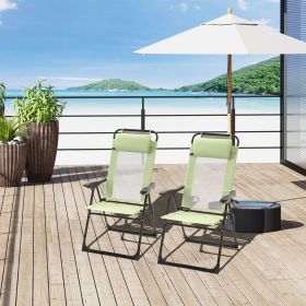 Set of 2 Portable Folding Outdoor Recliners w/ Adjustable Backrest (Option: Green-1005x180x640 mm)