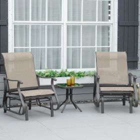 3-Piece Outdoor Gliders Set Bistro Set with Frame (Option: Gray-710x610x360 mm)