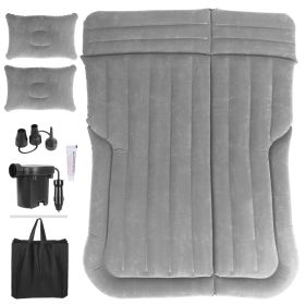 1Set Inflatable SUV Air Mattress Thickened Camping Bed Cushion With Pillow Storage Bag PVC Flocked Car Bed For Home Car Travel Camping (Color: grey)