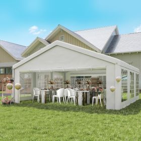 20 x Heavy Duty Party Tent Outdoor Gazebo Wedding Tent Event Shelter Carport BBQ with Removable Sidewalls & Windows (Option: White-2080x225x150 mm)