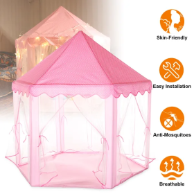 Kids Play Tents Princess for Girls Princess Castle Children Playhouse Indoor Outdoor Use (Color: Pink)