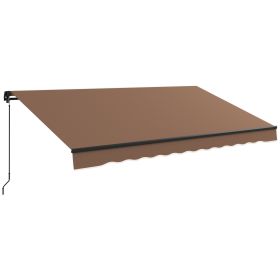 12' x 10' Retractable Awning, 280gsm UV Resistant Sunshade Shelter for Deck, Balcony, Yard, Coffee (Option: Coffee-1750x315x195 mm)