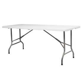 Lightweight Plastic Folding Rectangular Table For Outdoor Lounging (Color: White)