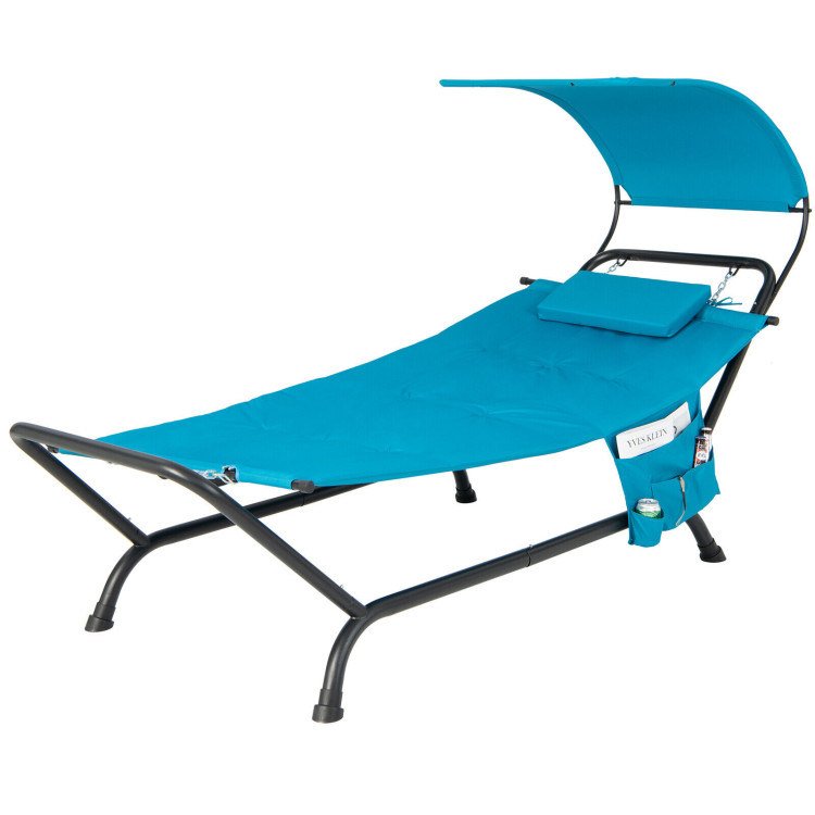 Patio Hanging Chaise Lounge Chair with Canopy Cushion Pillow and Storage Bag Patio Hanging Chaise Lounge Chair with Canopy Cushion Pillow and Storage Bag