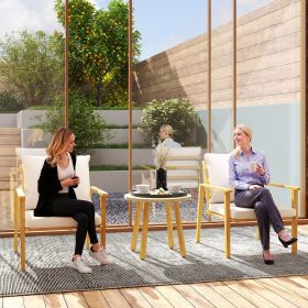 Outdoor Bistro Set Patio Furniture with Cushions for Porch (Option: Cream White-720x630x470 mm)